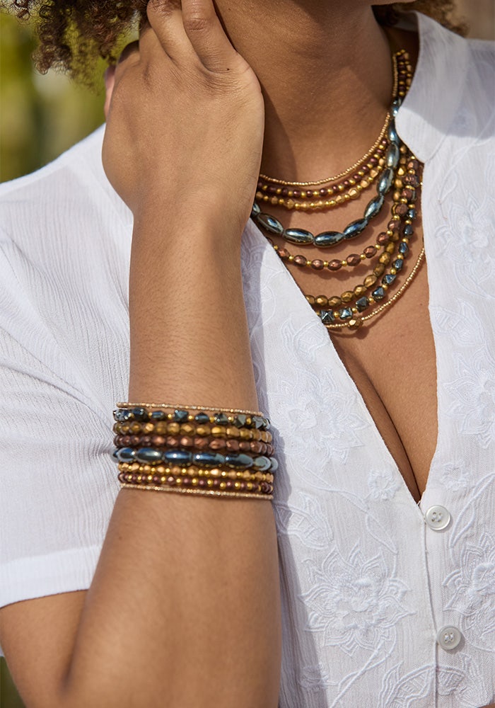 Bronzed Goddess Beaded Necklace
