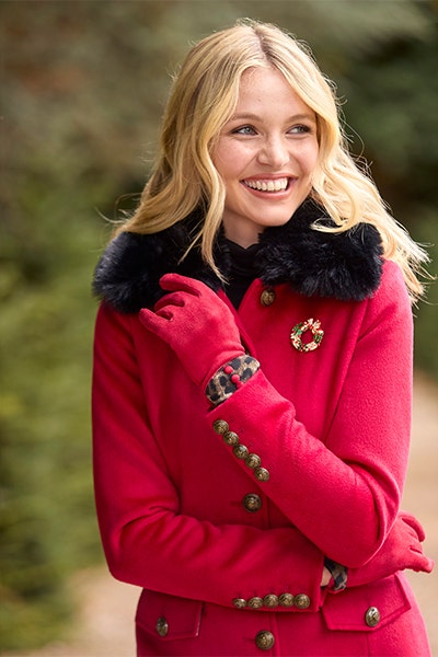 Red winter coat for summer dresses