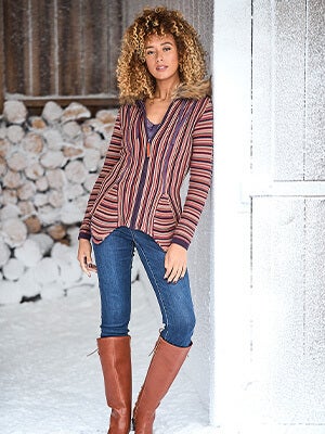 FUNKY FAUX FUR HOODED KNIT