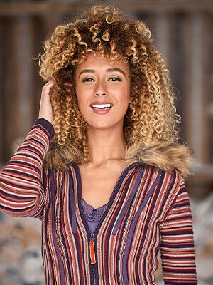 FUNKY FAUX FUR HOODED KNIT