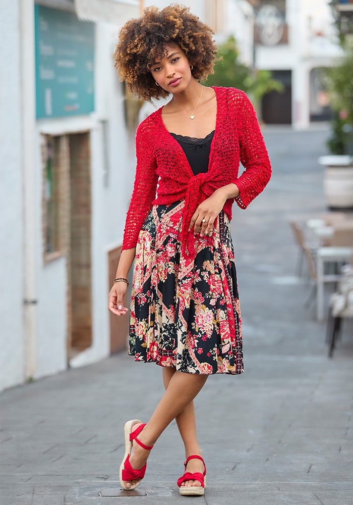 Sasha Patchwork Printed Knee Length Skirt