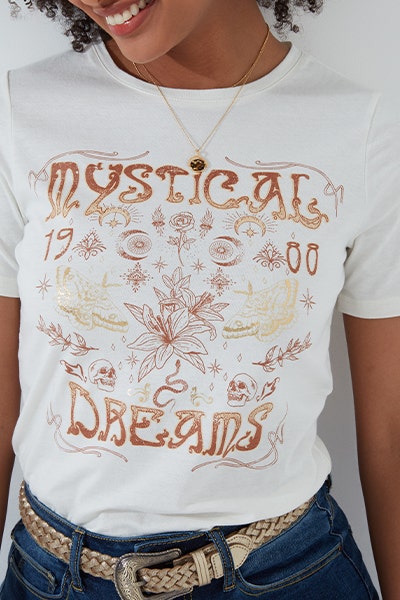 Style a graphic t-shirt with jewellery