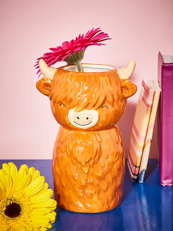 Happy Highland Cow Vase