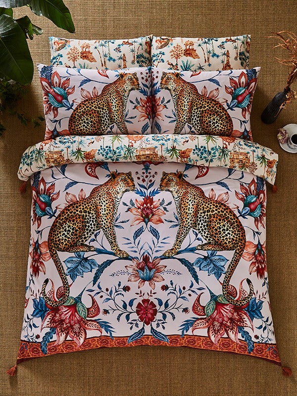 LUXE LEOPARD FLORAL REVERSIBLE DUVET SET