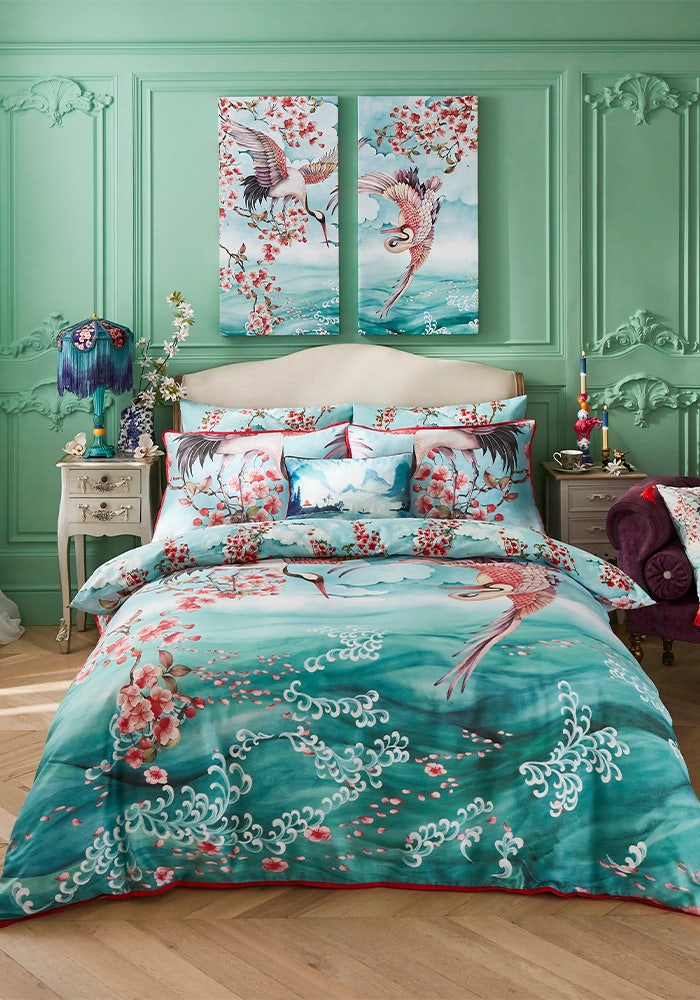 Sakura Herons Cotton Sateen Duvet Set