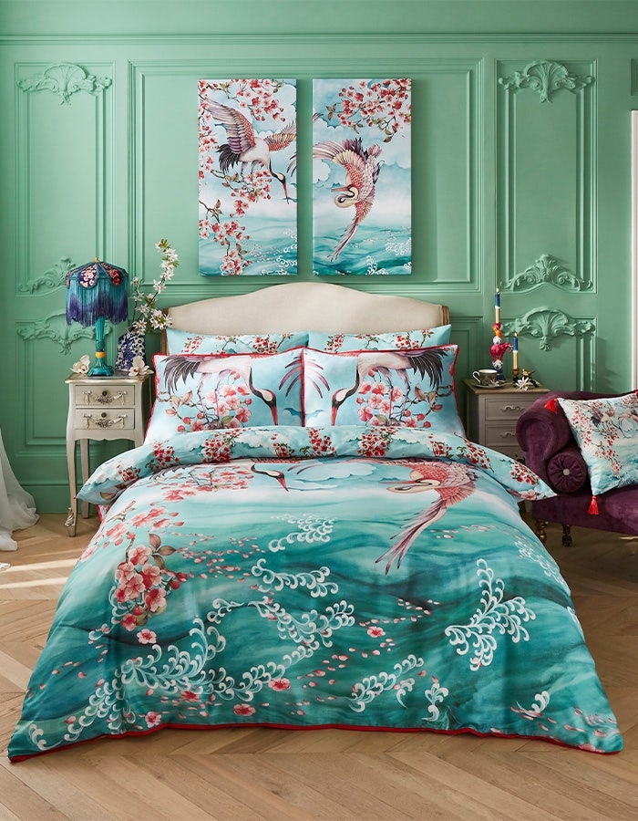 Sakura Herons Cotton Sateen Duvet Set