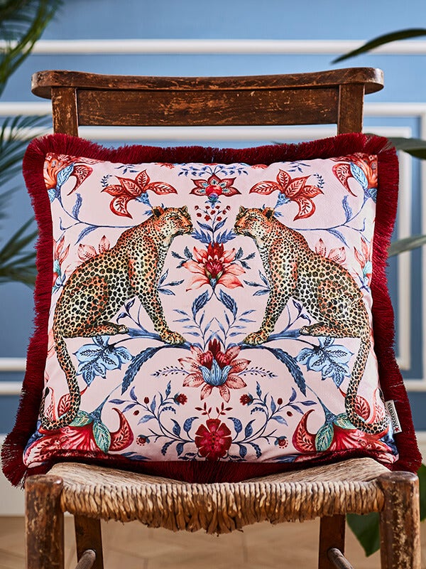 LUXE LEOPARD FLORAL REVERSIBLE CUSHION