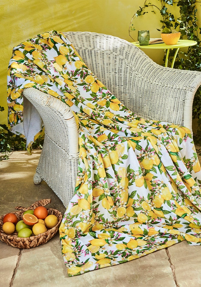 Large Fruity Lemons Fleece Blanket