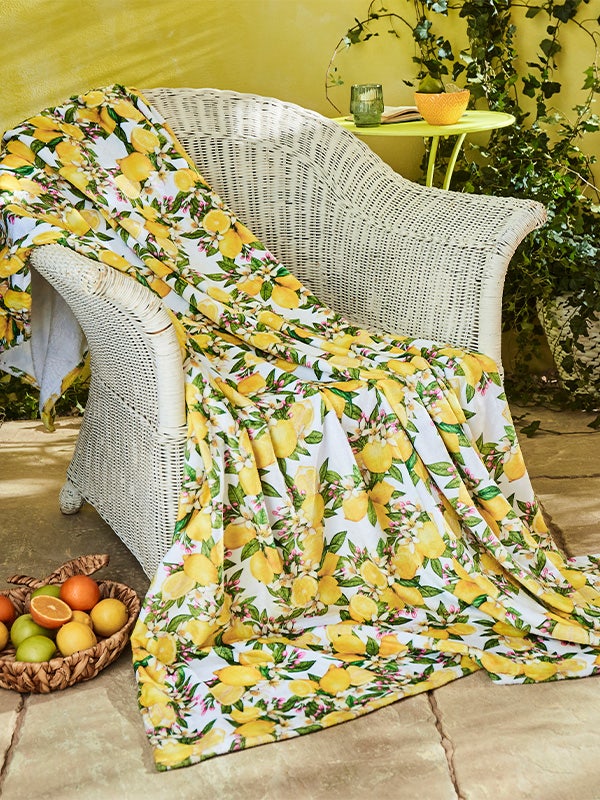 Large Fruity Lemons Fleece Blanket