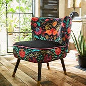 Bold Floral Black Velvet Chair