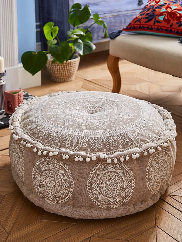 EXQUISITE EMBROIDERED POUFFE