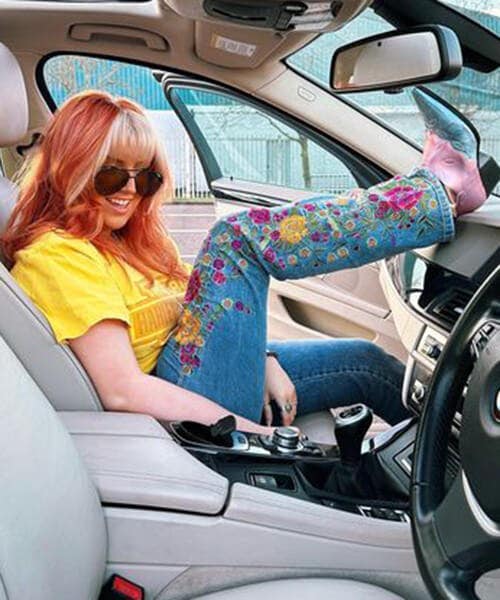 embroidered flares and cowboy boots