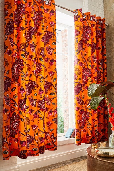 African Floral Eyelet Curtains