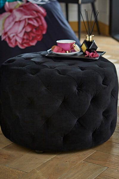 Velvet Button Pouffe
